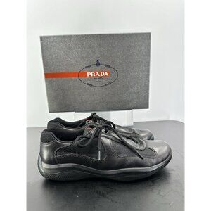 Prada American Cup Black Leather Sneakers Size 11-USA